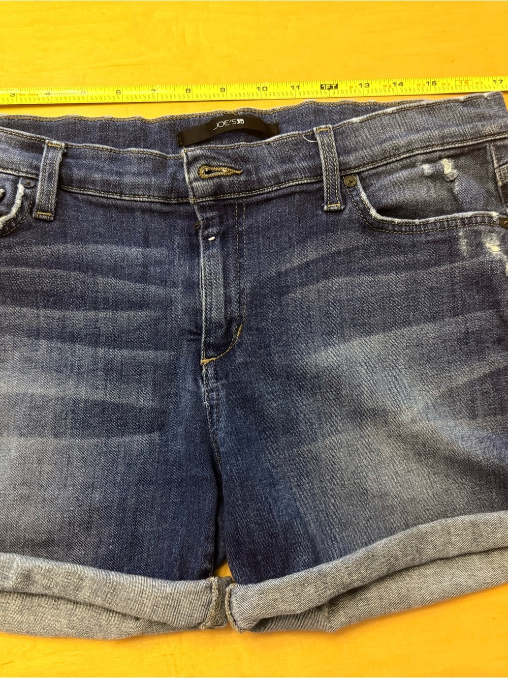Joe's Jeans Blue Distressed Denim Shorts with Contrast Stitching 30